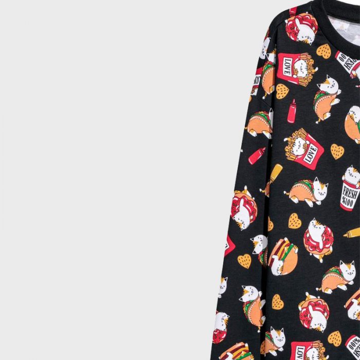 تی شرت آستین بلند زنانه دیوایدد طرح گربه کد 88  | فروشگاه اینترنتی تی پکس
